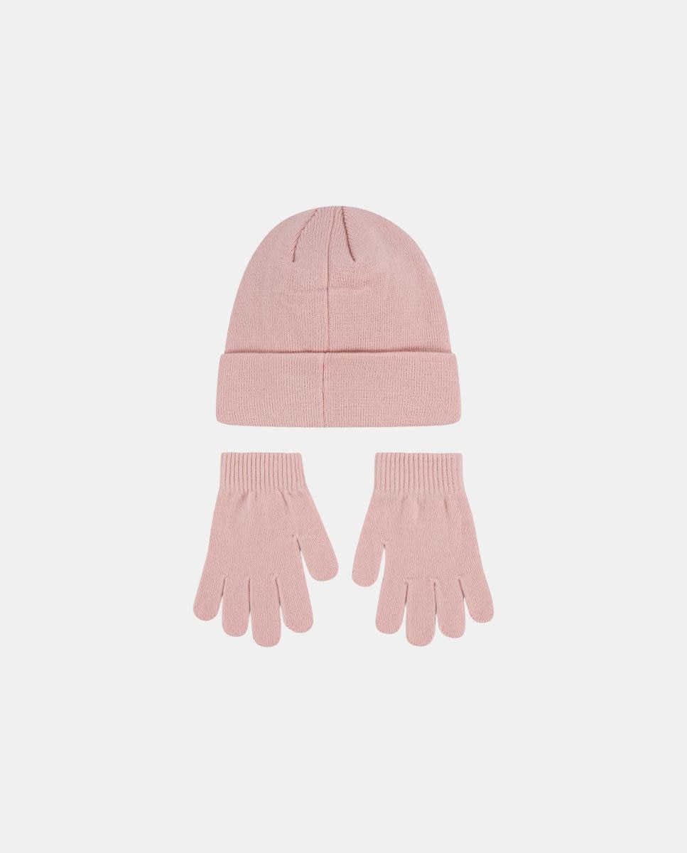 Conjunto de Gorro e Luvas de 2 Peças Rosa-2