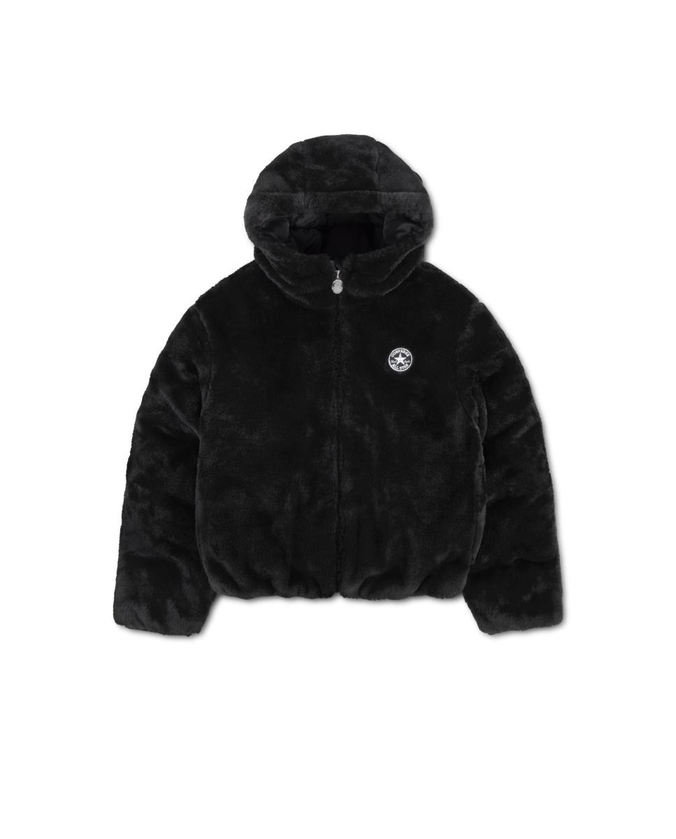 Imagen 0 de Chaqueta de piel sintética con capucha de Converse Negro