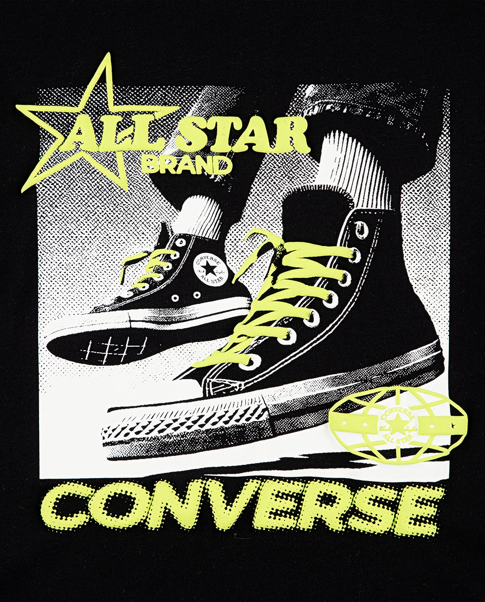 T-shirt com Foto de Sapatilhas Converse Preto-3