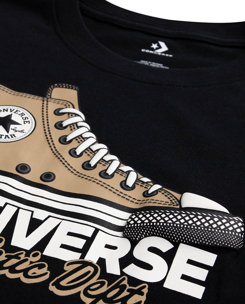 T-shirt com Estampado Gráfico de Sapatilhas Converse Preto-3