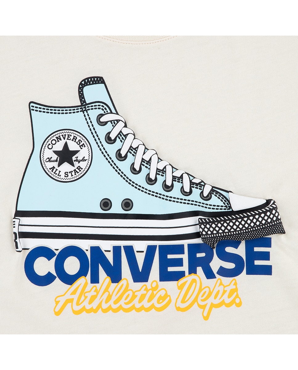 T-shirt com Estampado Gráfico de Sapatilhas Converse Branco-3
