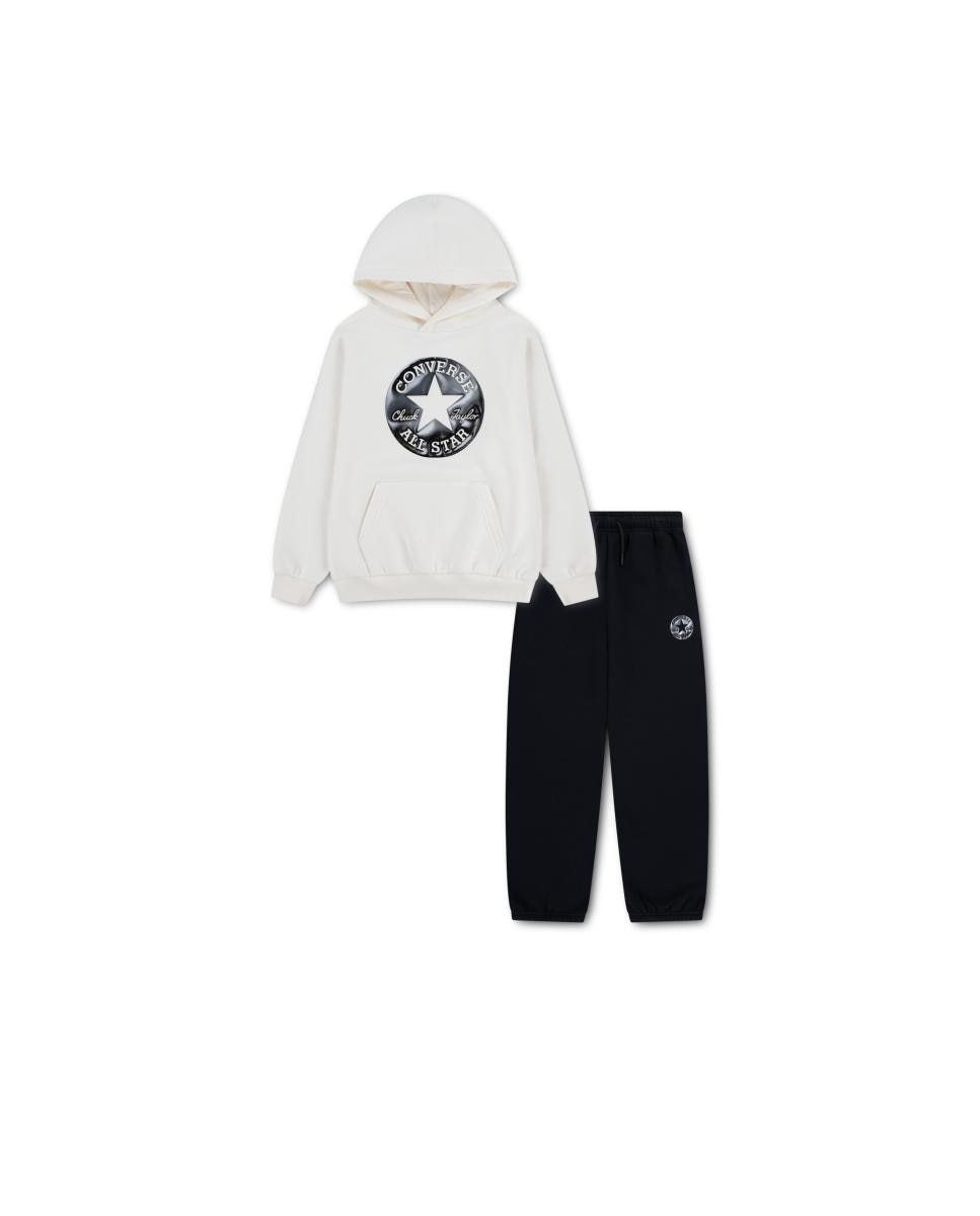 Imagen 1 de Conjunto de 2 piezas con gráfico cromado falso de Converse Crema