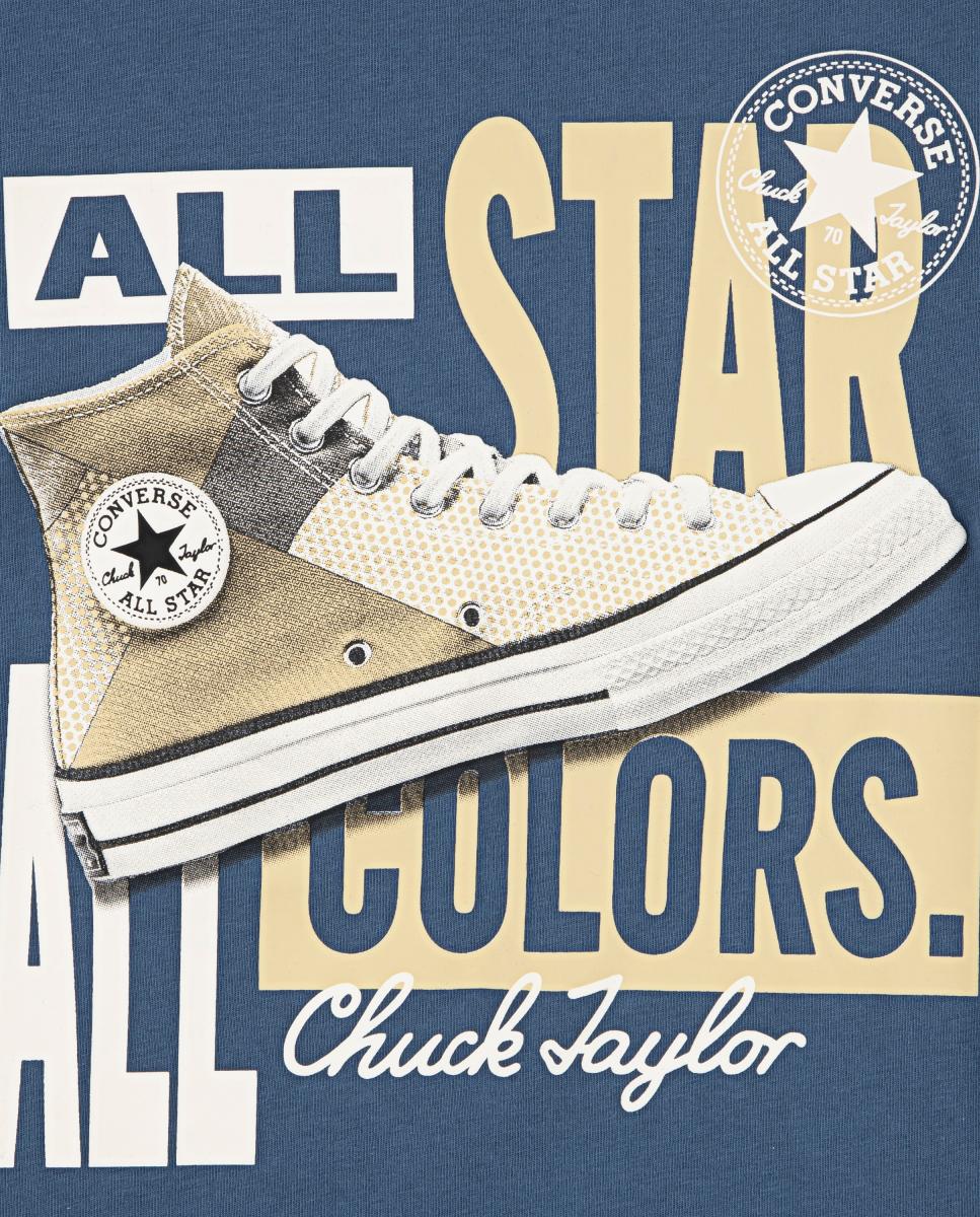 Imagen 3 de Camiseta de zapatillas con diseño de retazos - Converse - Azul Azul