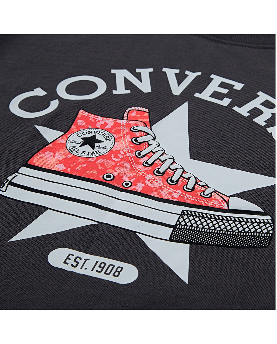 T-shirt com Estampado Gráfico de Sapatilhas Preto-3
