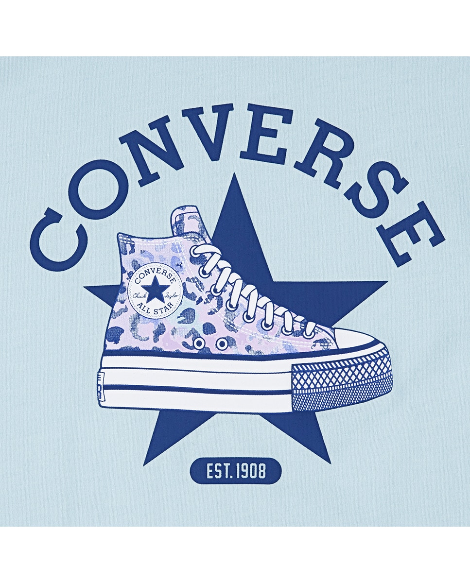 T-shirt com Estampado Gráfico de Sapatilhas Converse Azul-3
