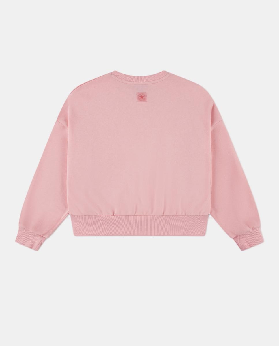 Sweatshirt com Capuz e Estampado Gráfico Folgado Converse Rosa-2