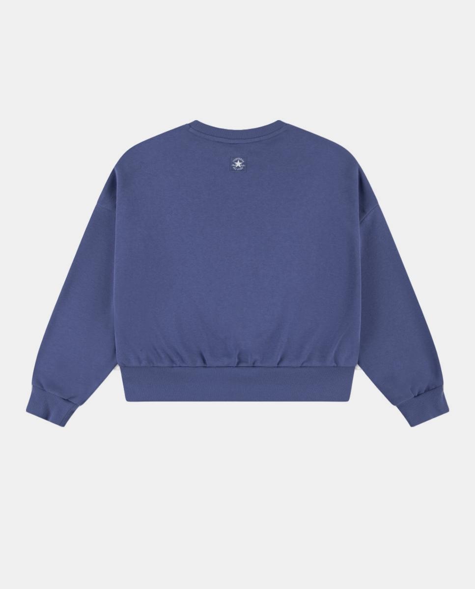 Sweatshirt com Capuz e Estampado Gráfico Folgado Azul-2