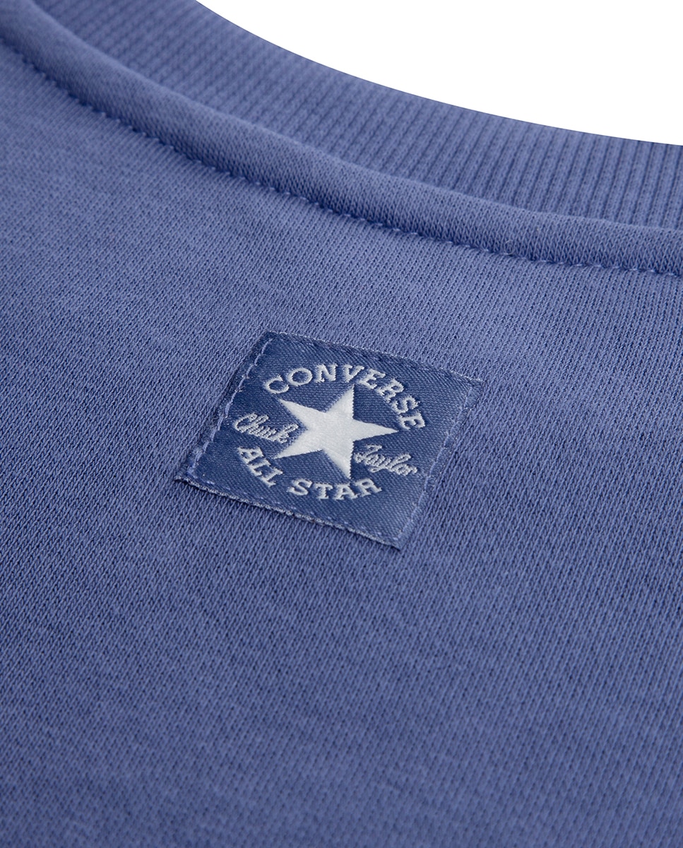 Sweatshirt com Capuz e Estampado Gráfico Folgado Azul-3