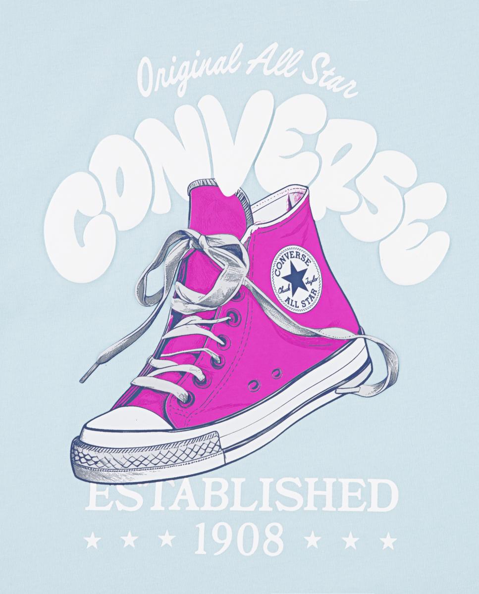 T-shirt Boyfriend com Estampado Gráfico de Sapatilhas Converse Azul-3