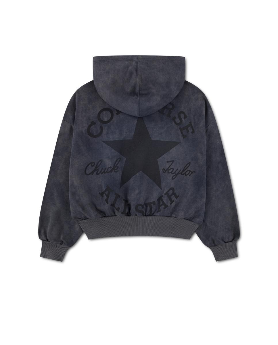 Imagen 2 de Sudadera con capucha holgada con lavado estampado de Converse - Gris Gris