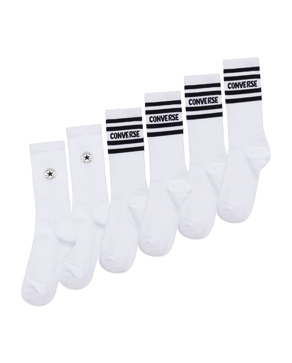 Chuck Patch Meias de Corte Crew em Embalagem de 6 Pares Branco-1