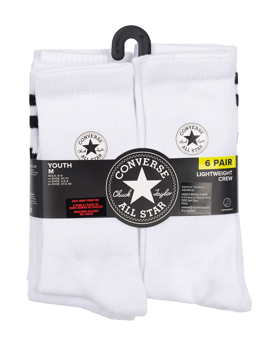 Chuck Patch Meias de Corte Crew em Embalagem de 6 Pares Branco-2