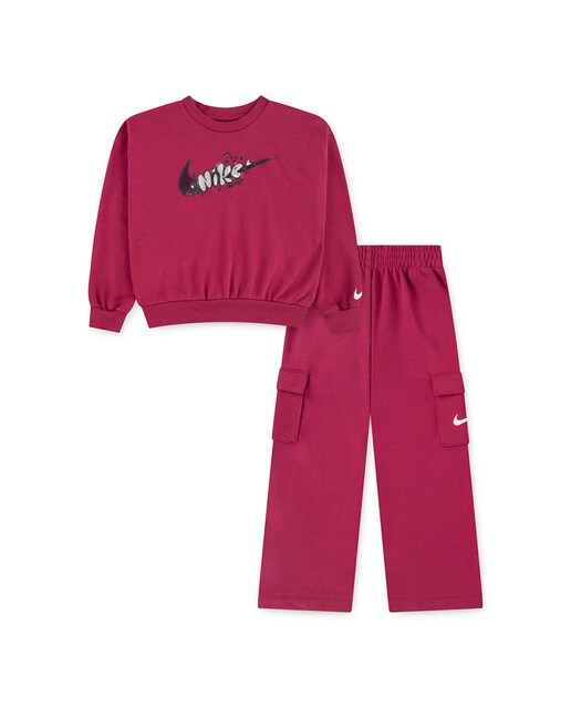 Imagen 0 de Conjunto de sudadera de cuello redondo y pantalón Nike para niña