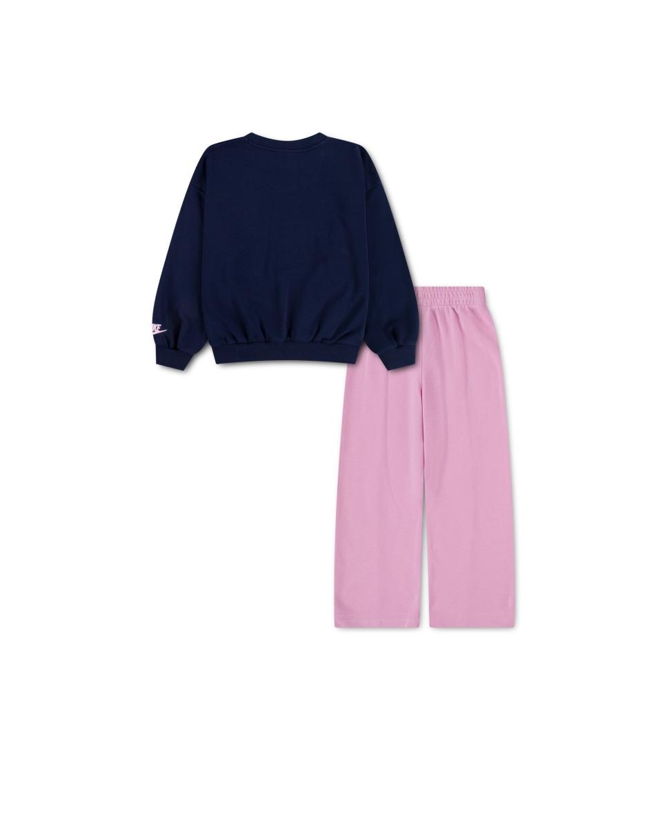 Conjunto de Duas Peças de Calças Largas Retro French Terry Nike Rosa-2