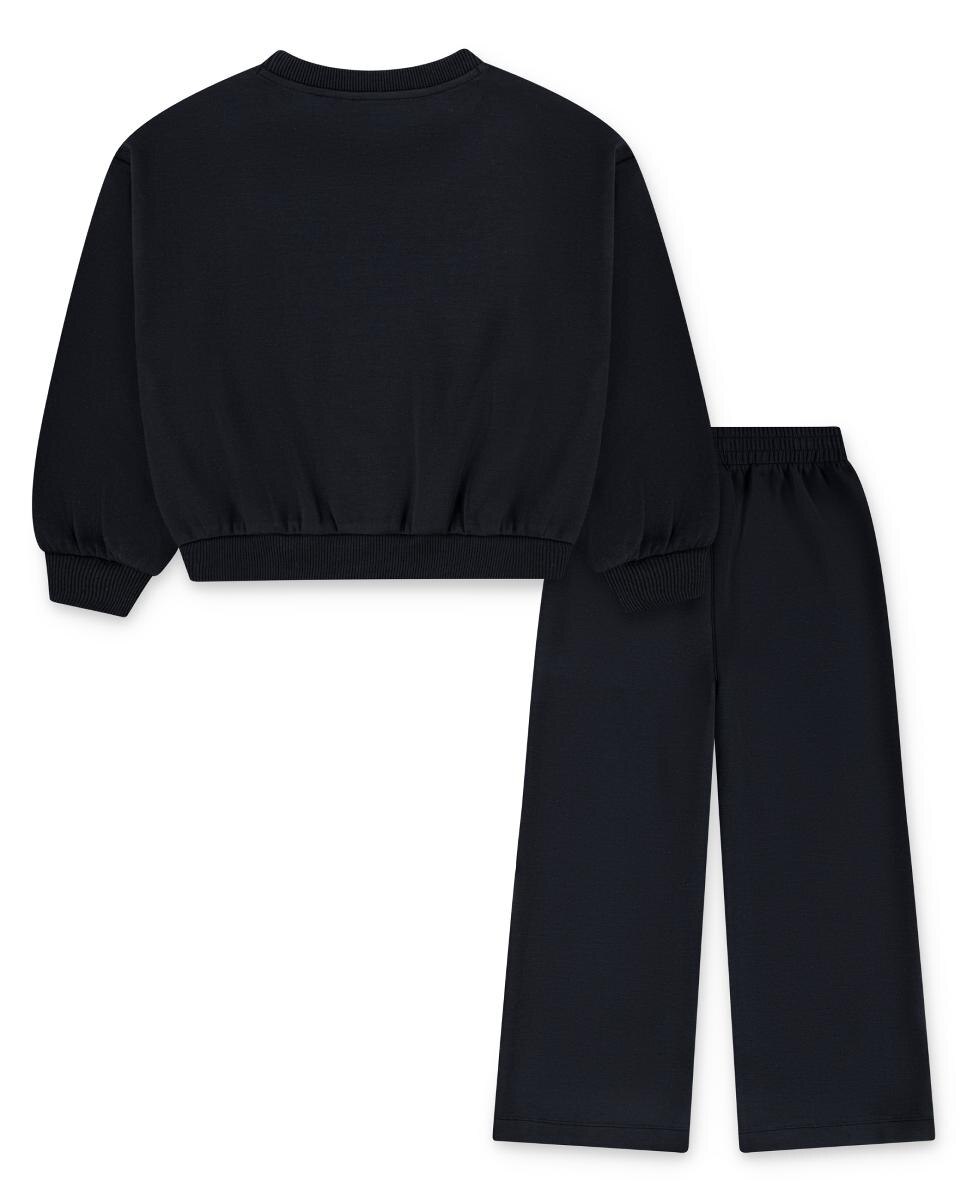 Conjunto de camiseta de cuello redondo y pantalón ancho Nike para niña - Negro Negro-2