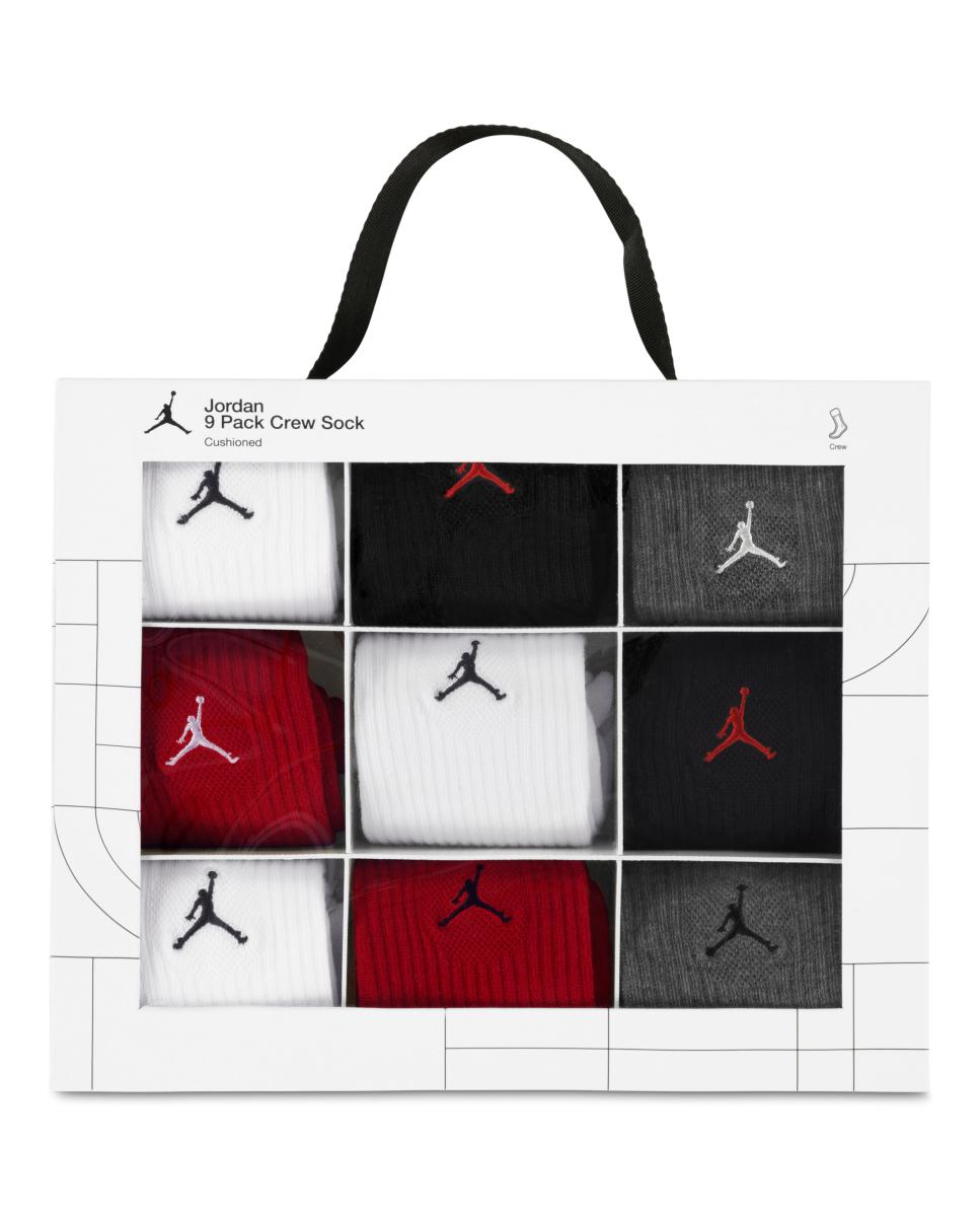 Calcetines Jordan Holiday Crew (paquete de 9) en caja de regalo - Rojo Rojo-3