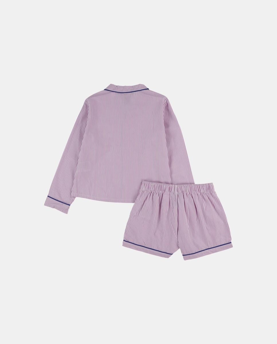 Polo de Conjunto de Dormir com Top Tecido e Calções Polo Ralph Lauren Roxo-2
