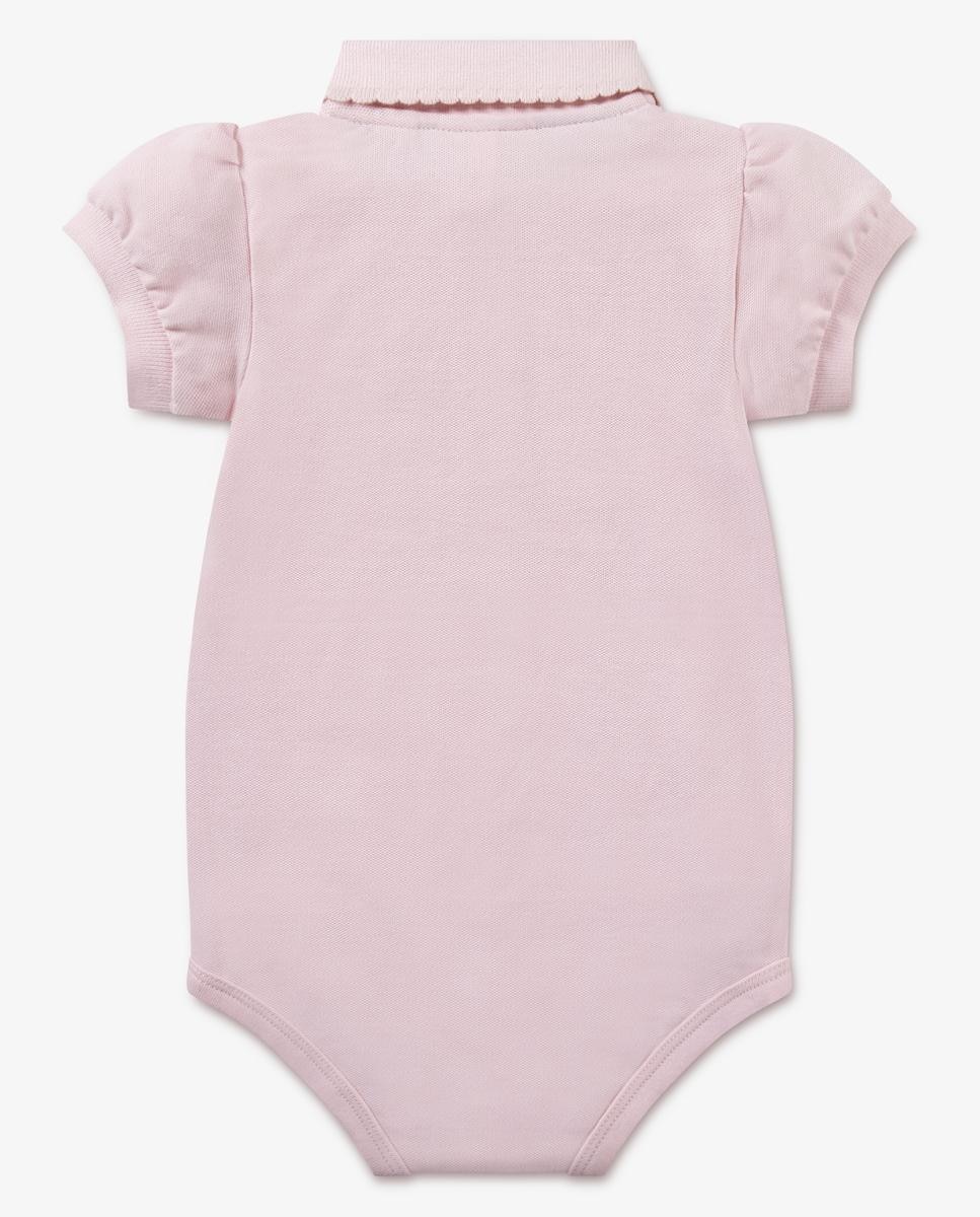 Body de Piqué de Bebé com Mangas Franzidas Lacoste Rosa-2