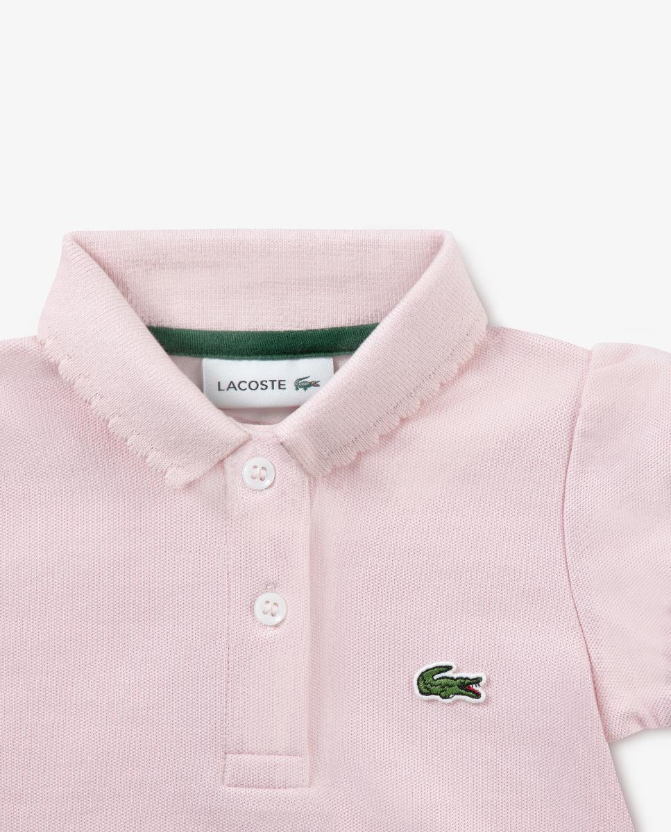 Body de Piqué de Bebé com Mangas Franzidas Lacoste Rosa-3