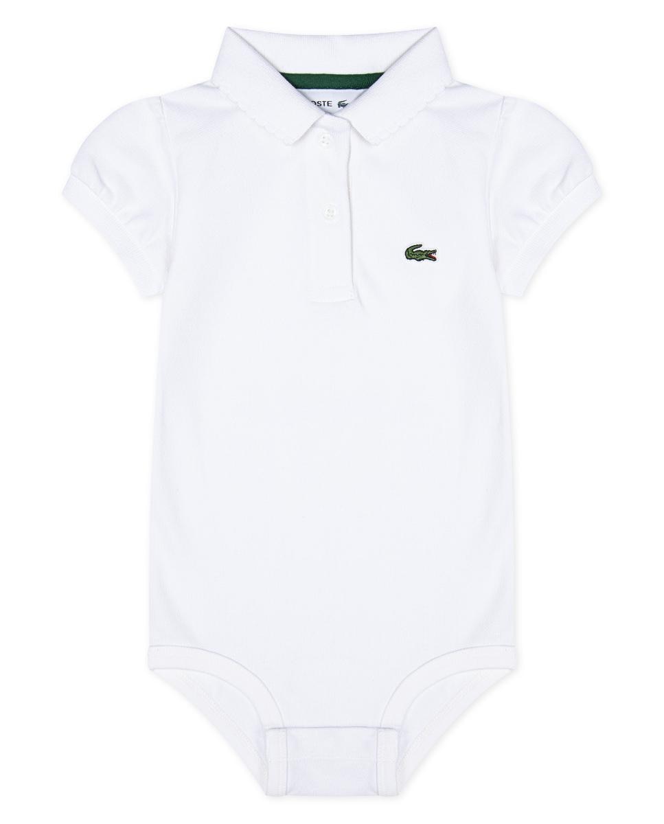 Body de Piqué de Bebé com Mangas Franzidas Lacoste Branco-1
