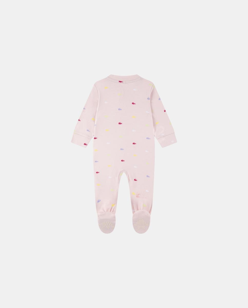 Macacão com Botas de Tricot e Estampado Integral de Crocodilo Unissexo Rosa-2