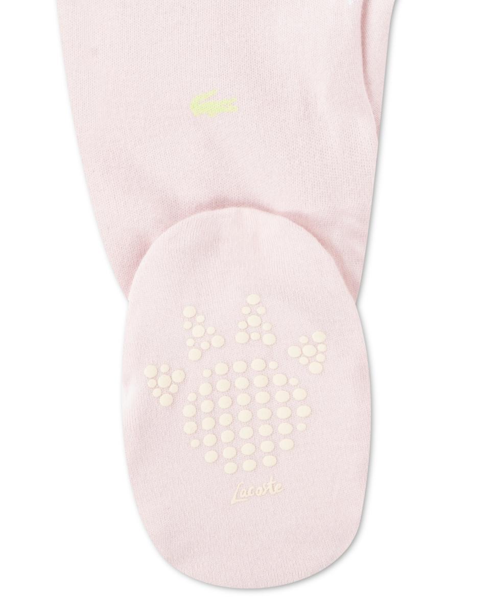 Macacão com Botas de Tricot e Estampado Integral de Crocodilo Unissexo Rosa-3