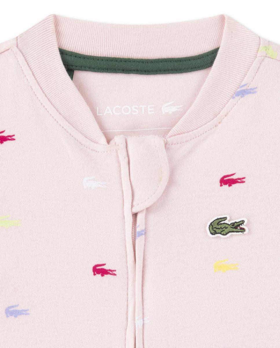 Macacão com Botas de Tricot e Estampado Integral de Crocodilo Unissexo Rosa-4