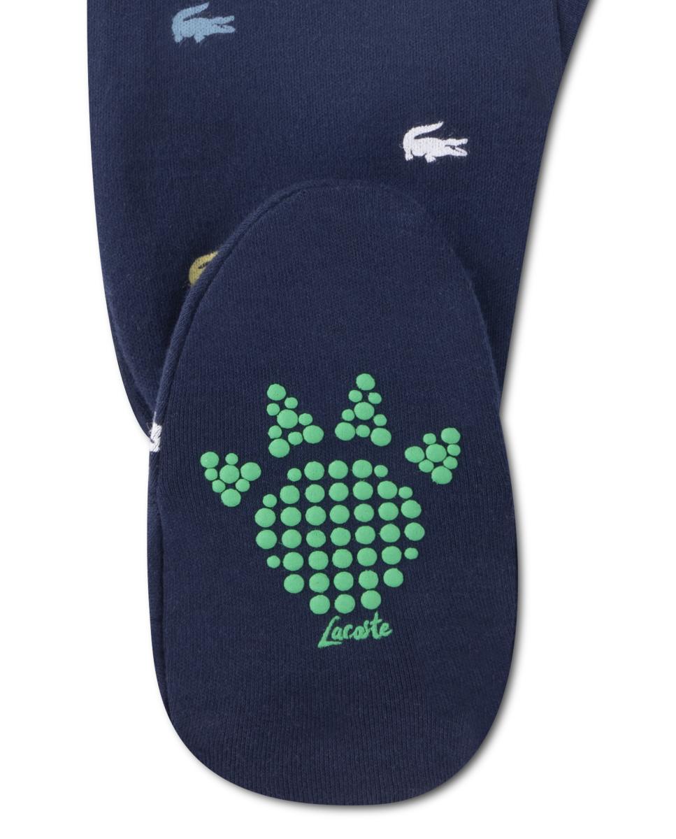 Macacão com Botas de Tricot e Estampado Integral de Crocodilo Unissexo Azul-3
