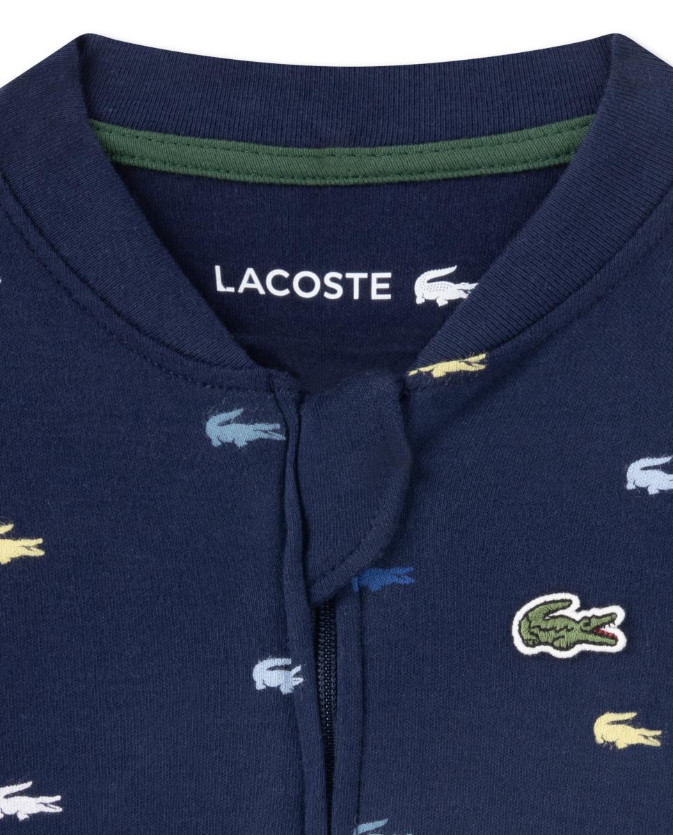 Macacão com Botas de Tricot e Estampado Integral de Crocodilo Unissexo Azul-4