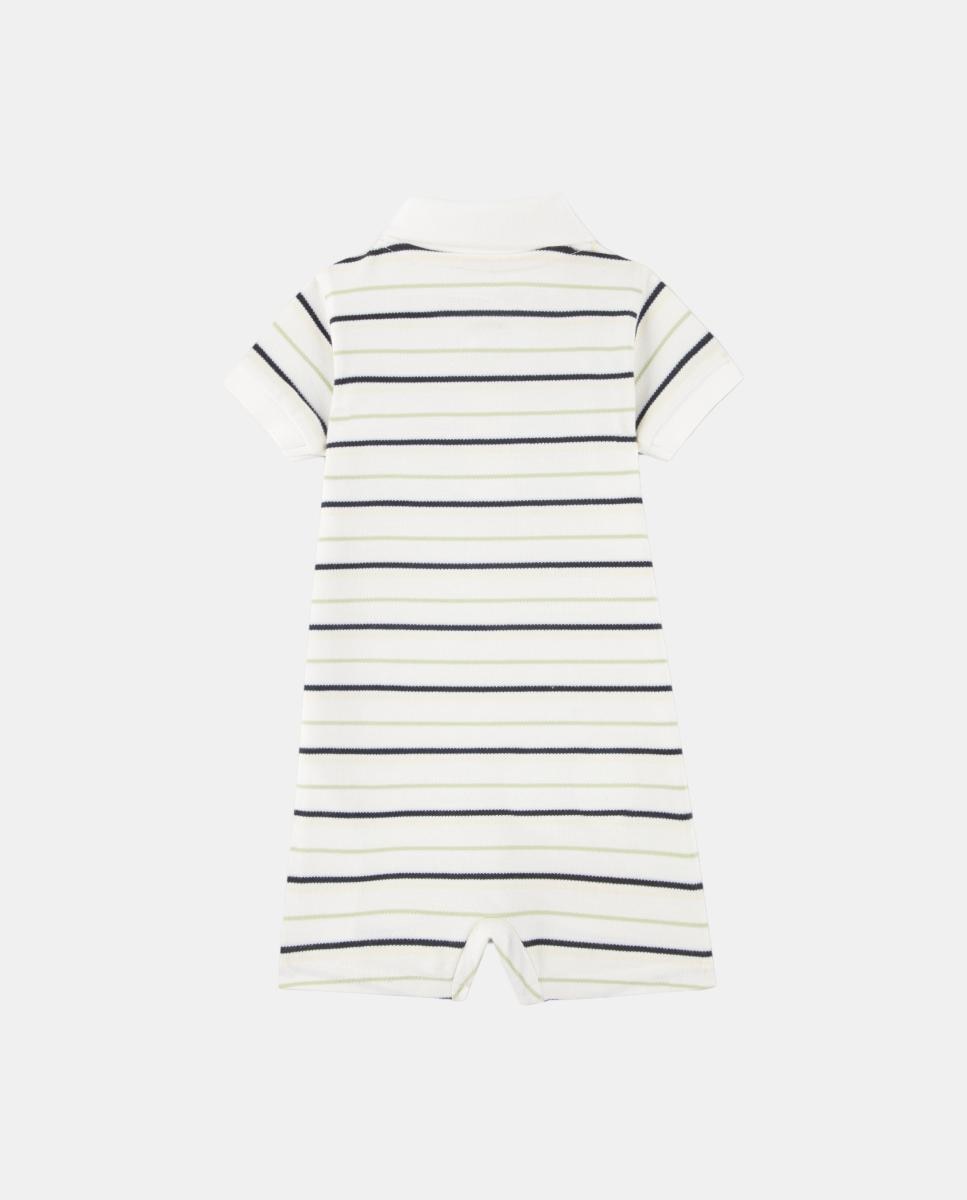 Macacão Tipo Polo às Riscas Lacoste Branco-2