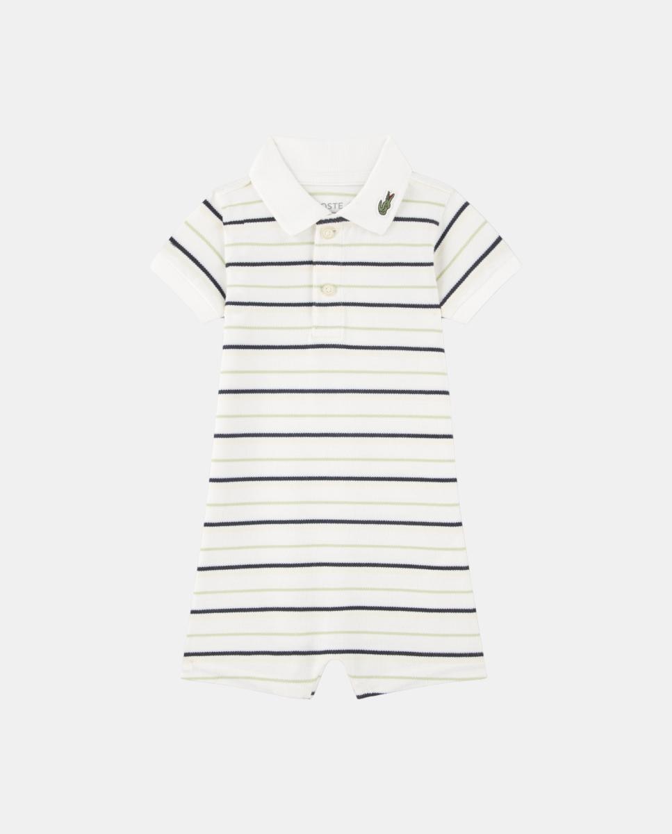 Macacão Tipo Polo às Riscas Lacoste Branco-4