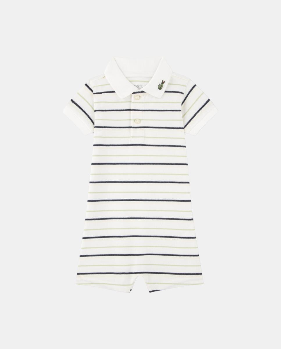 Macacão Tipo Polo às Riscas Lacoste Branco-4