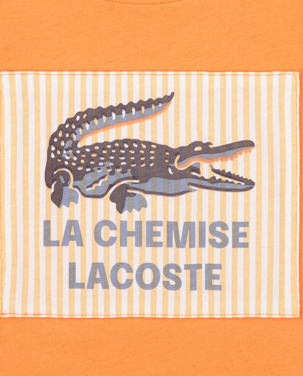 T-shirt com Apliques Lacoste Laranja-3
