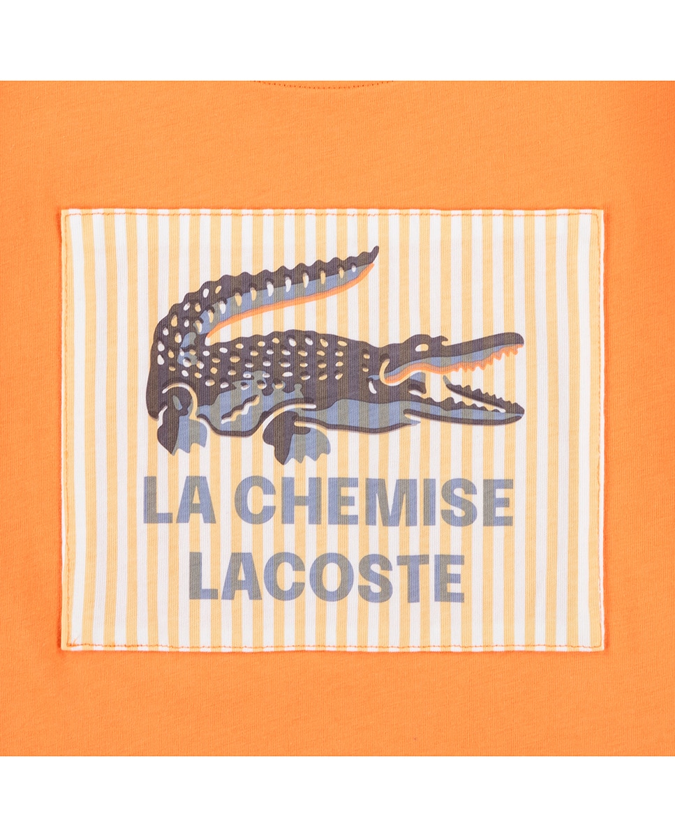 T-shirt com Apliques Lacoste Laranja-3
