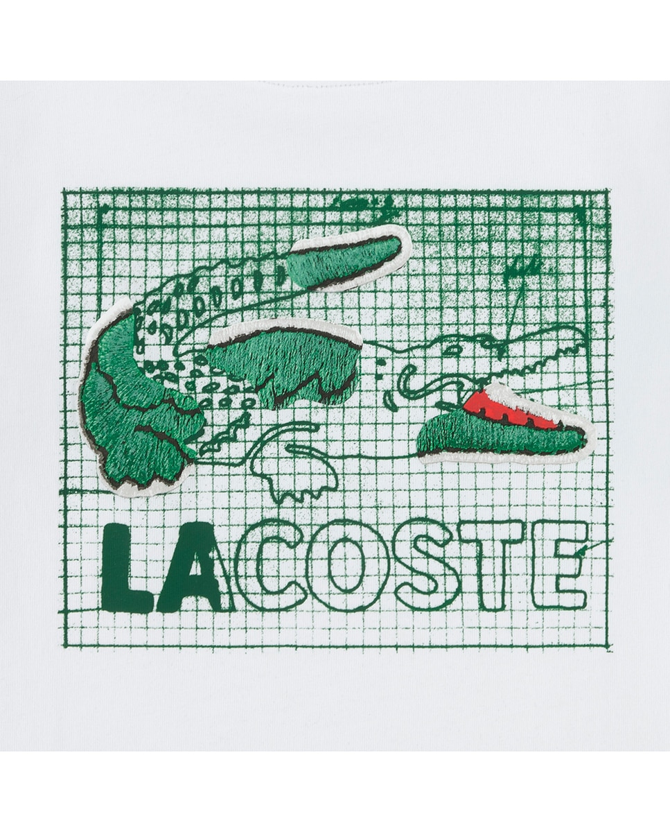 T-shirt Gráfica Texturizada Lacoste Branco-3