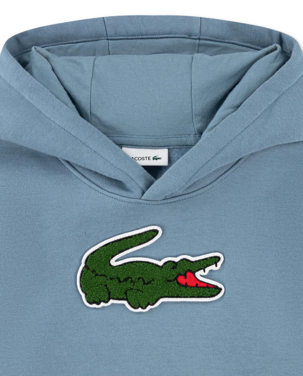 Sweatshirt com Capuz e Remendo de Chenille Lacoste Azul-3