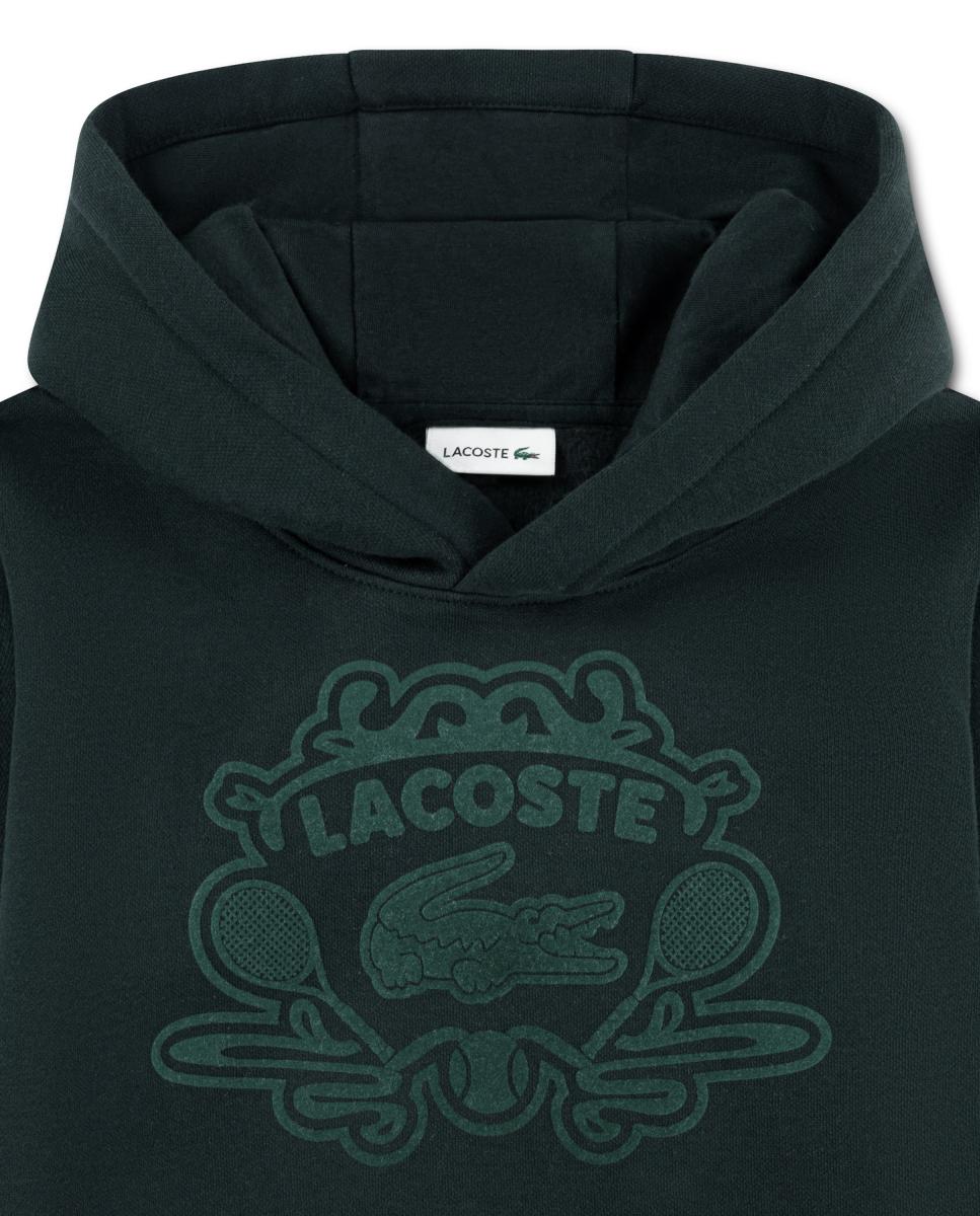 Sweatshirt Flocada com Capuz e Estampado Lacoste Verde-3