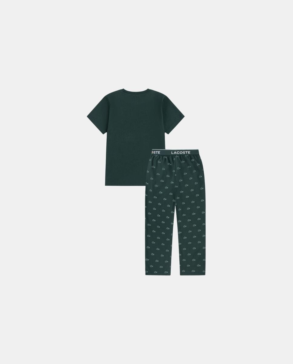 Conjunto de Pijama de Camisola e Calças Verde-2