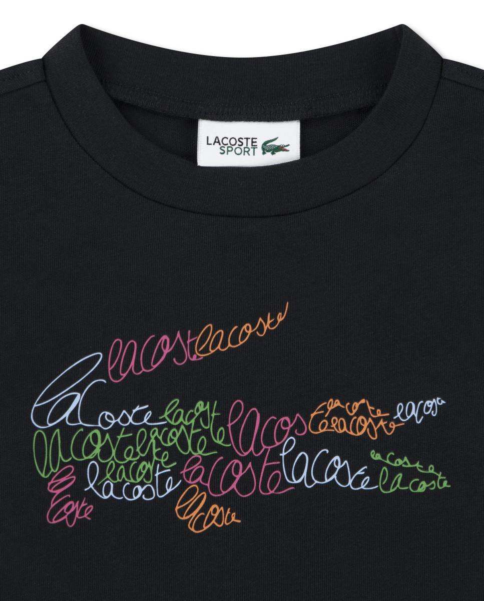 T-shirt com Estampado Gráfico Script Croc Lacoste Preto-3