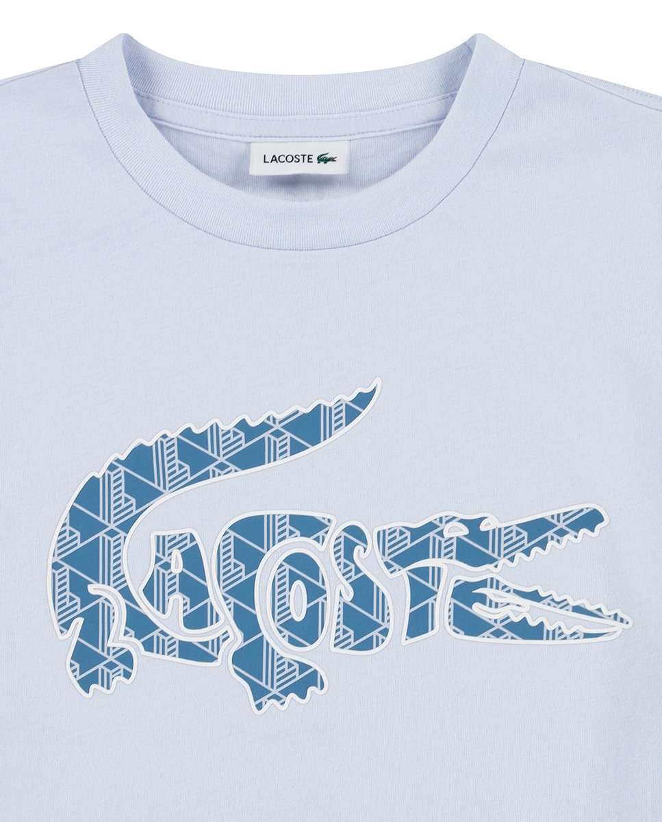 T-shirt com Monograma Lacoste Azul-3