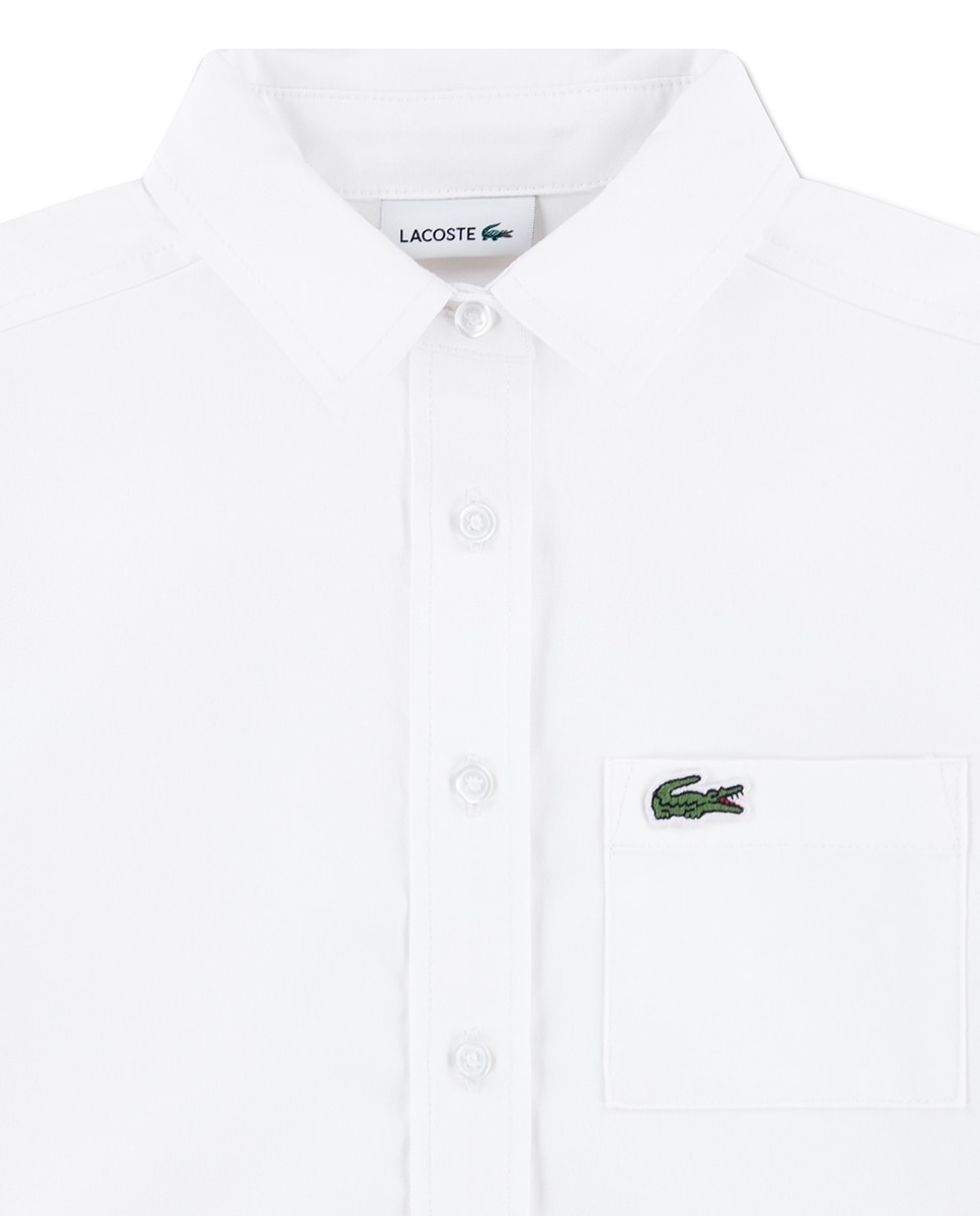 Vestido Plissado de Popelina Lacoste Branco-3