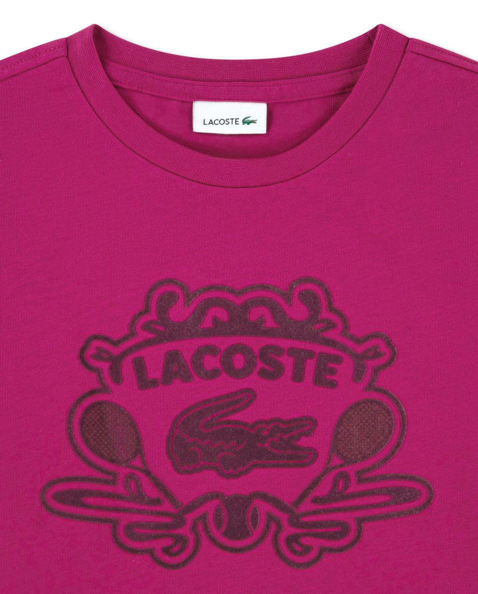 T-shirt Flocada com Logótipo Extra Grande Lacoste Rosa-3