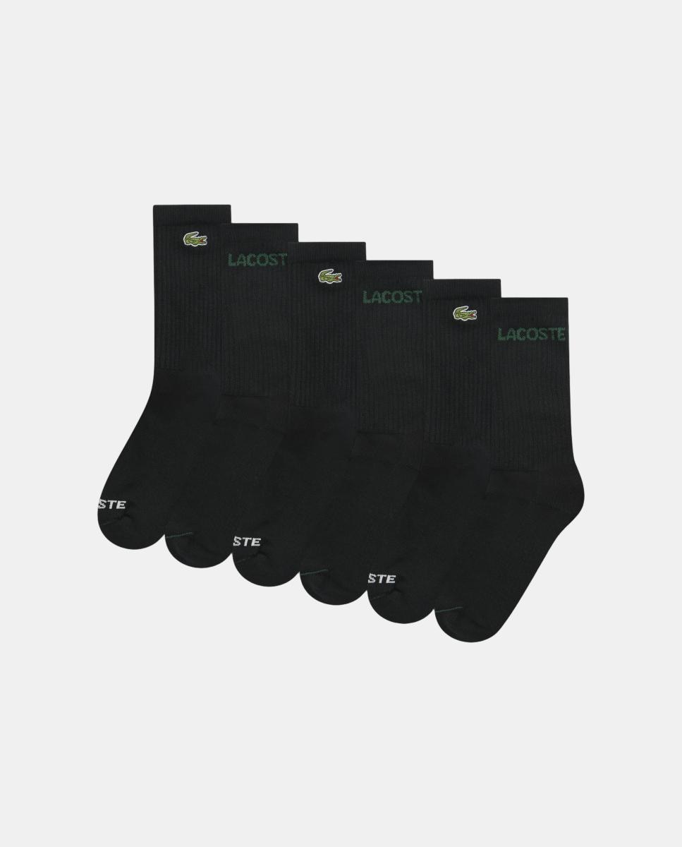 Pack de 6 Pares de Meias de Meio Cano de Algodão Unissexo Lacoste Preto-2