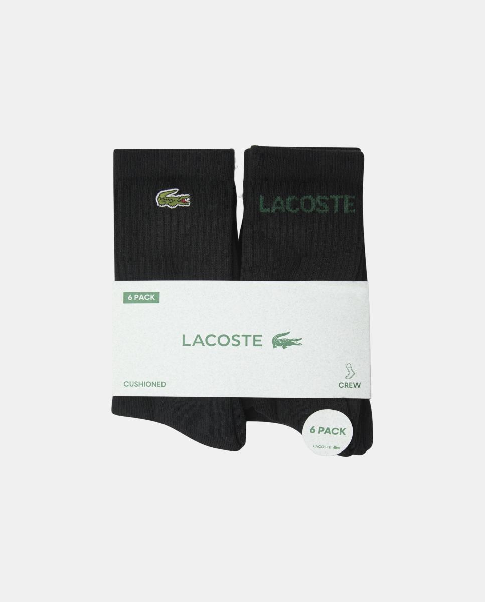 Pack de 6 Pares de Meias de Meio Cano de Algodão Unissexo Lacoste Preto-3