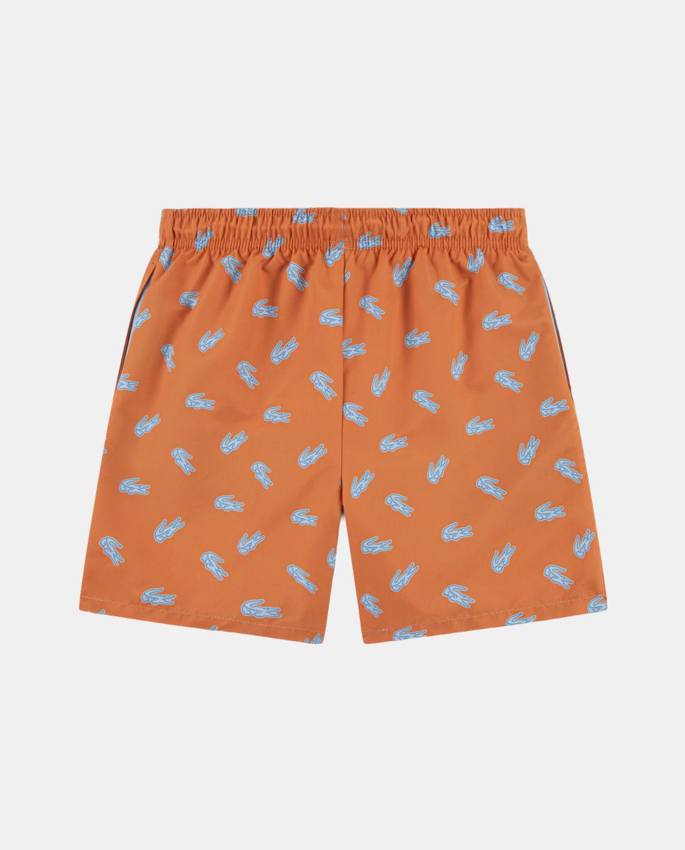 Calções de Banho com Estampado de Crocodilo Lacoste Laranja-2
