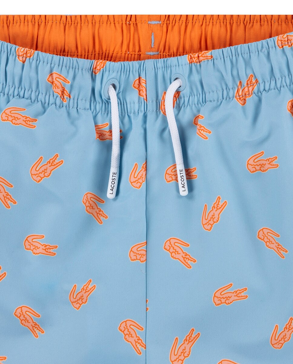 Calções de Banho com Estampado de Crocodilo Lacoste Azul-3