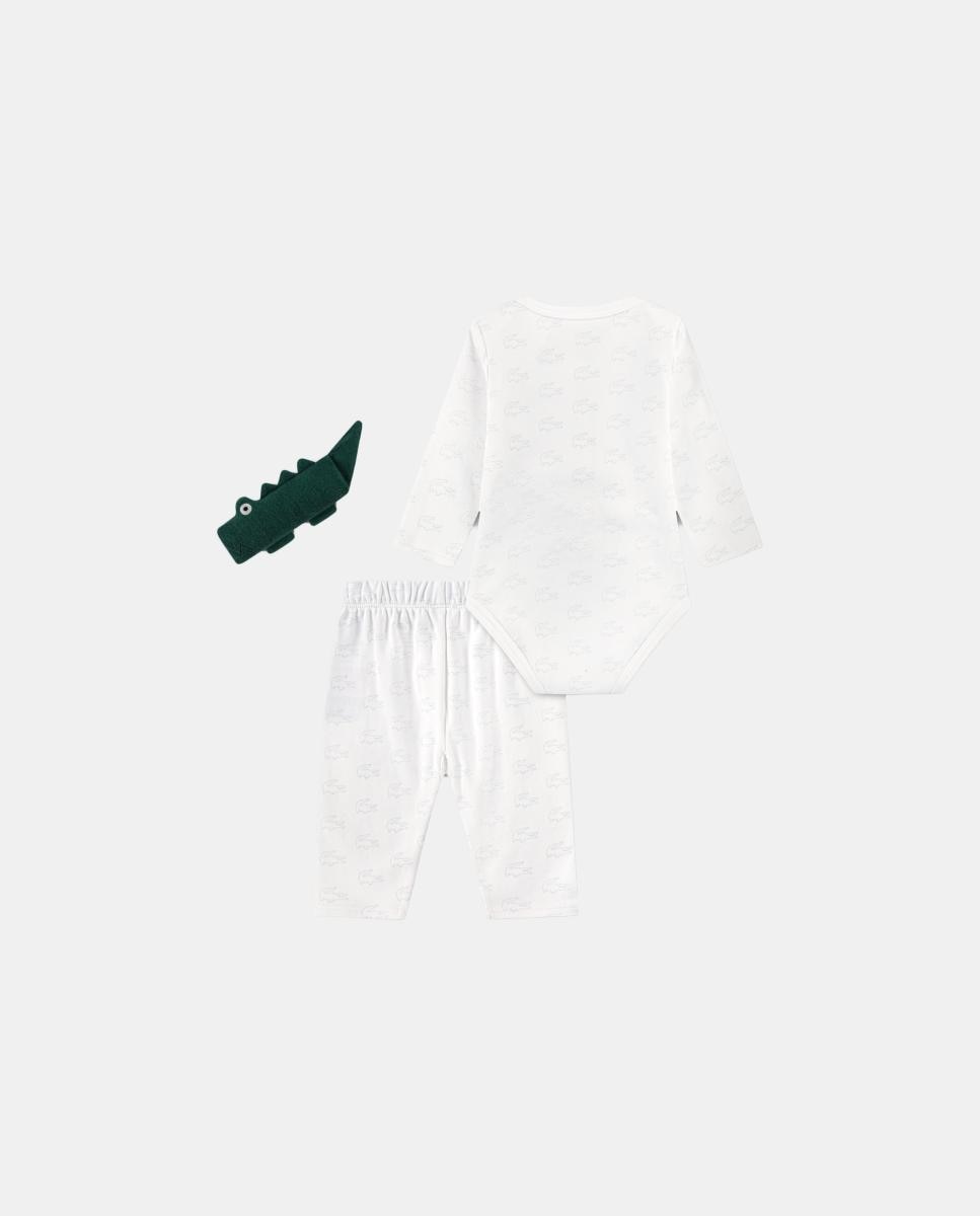 Conjunto de 3 Peças com Estampado de Crocodilo Lacoste Branco-2