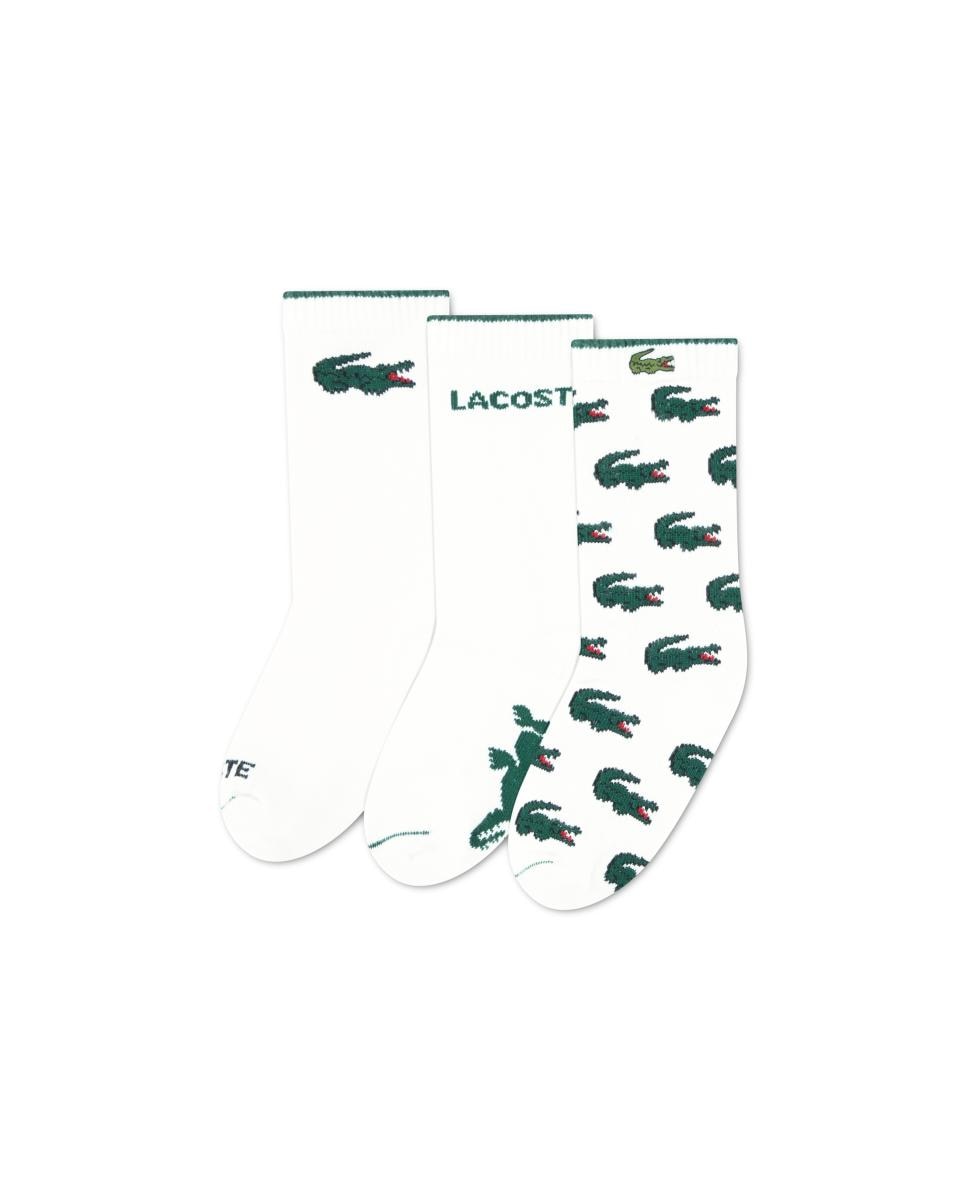 Calcetines de algodón Lacoste Croc (paquete de 3) - Blanco Blanco-1