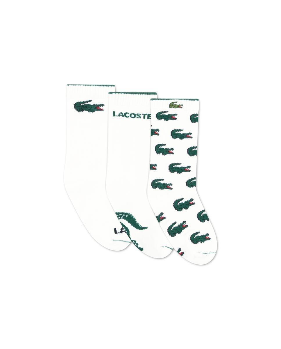 Calcetines de algodón Lacoste Croc (paquete de 3) - Blanco Blanco-2