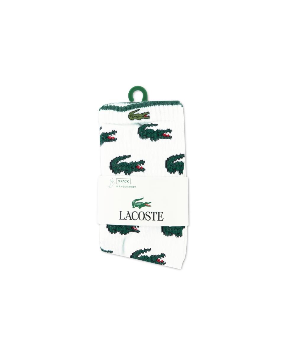 Calcetines de algodón Lacoste Croc (paquete de 3) - Blanco Blanco-3